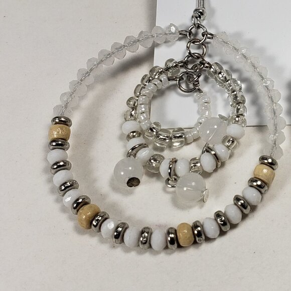 Style & Co Silver tone Hoops Colorful Beads Drop Dangle Earrings, Women Jewelry - Picture 3 of 7